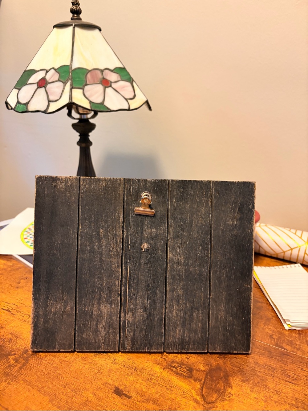 Rustic Black Wood Brass Clip Photo Display